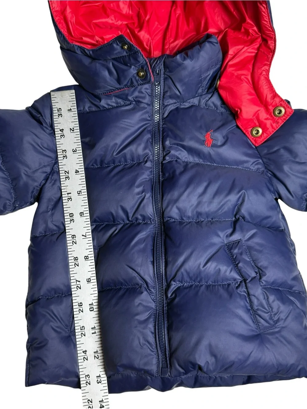 Polo by Ralph Lauren Navy & Red Hooded Puffer Jacket - Kids